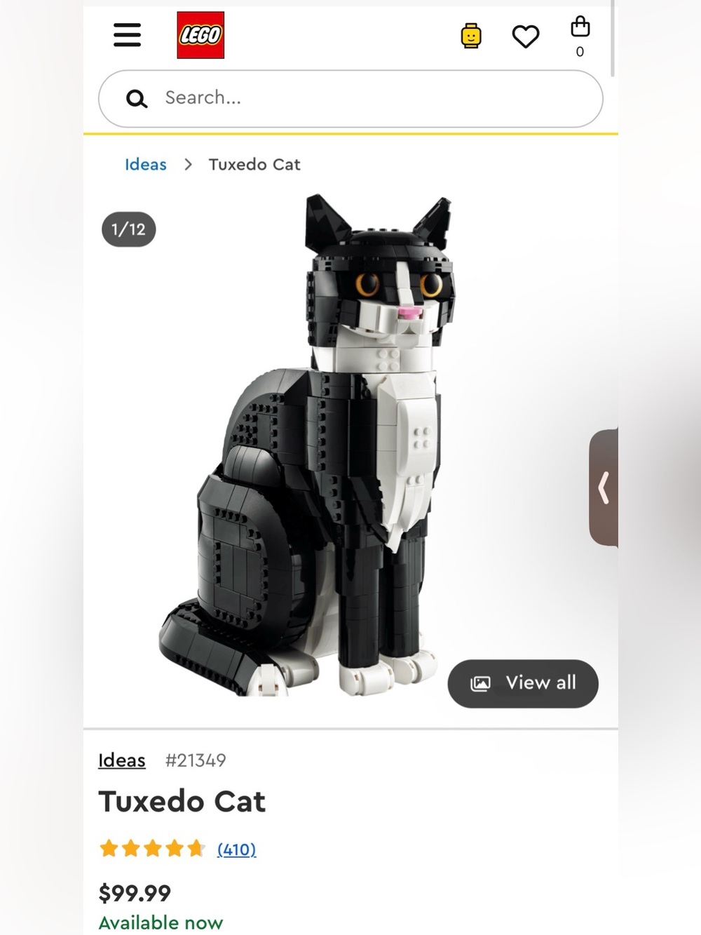 LEGO Black & White Tuxedo Cat Set - 1710 PCS